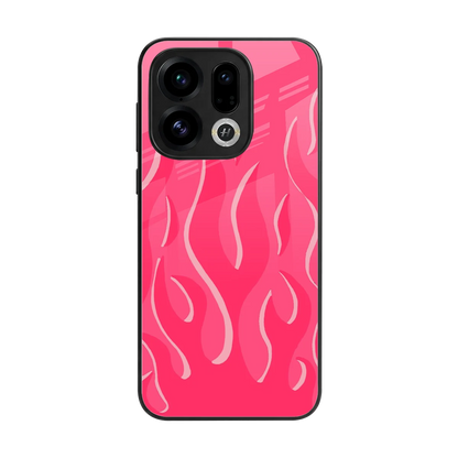Y2K Retro Hot Pink Flames back phone cover | glass case for oppo find x9