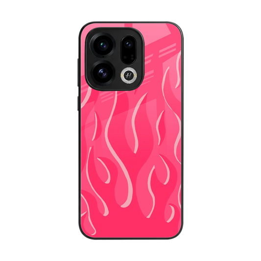 Y2K Retro Hot Pink Flames back phone cover | glass case for oppo find x9