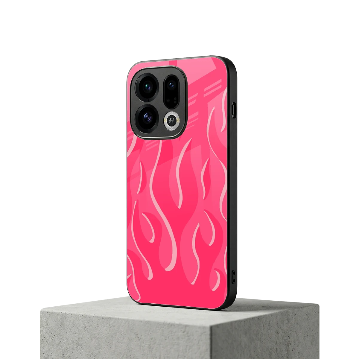 Y2K Retro Hot Pink Flames oppo find x9 mobile cover | shockproof glass phone case