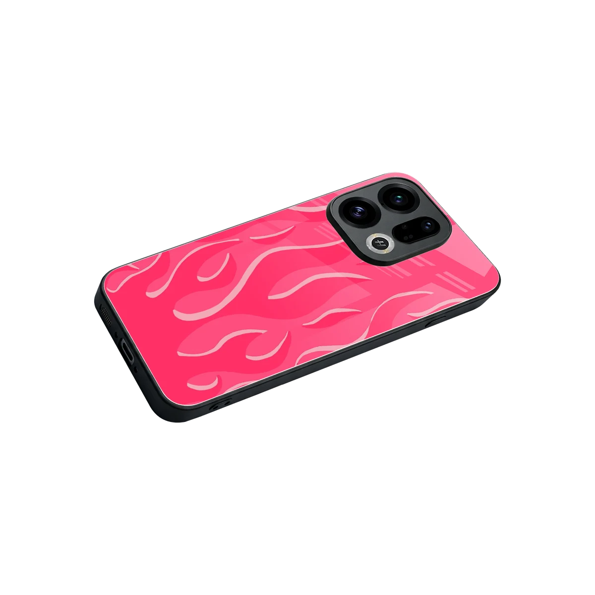 Y2K Retro Hot Pink Flames stylish phone case for oppo find x9 | glossy glass and slim fit