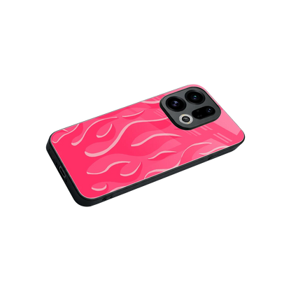 Y2K Retro Hot Pink Flames stylish phone case for oppo find x9 | glossy glass and slim fit