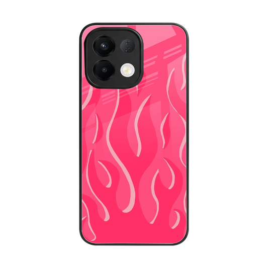 Y2K Retro Hot Pink Flames back phone cover | glass case for oppo k13 5g
