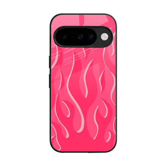 Y2K Retro Hot Pink Flames back phone cover | glass case for google pixel 10