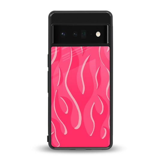Y2K Retro Hot Pink Flames back phone cover | glass case for google pixel 6 pro