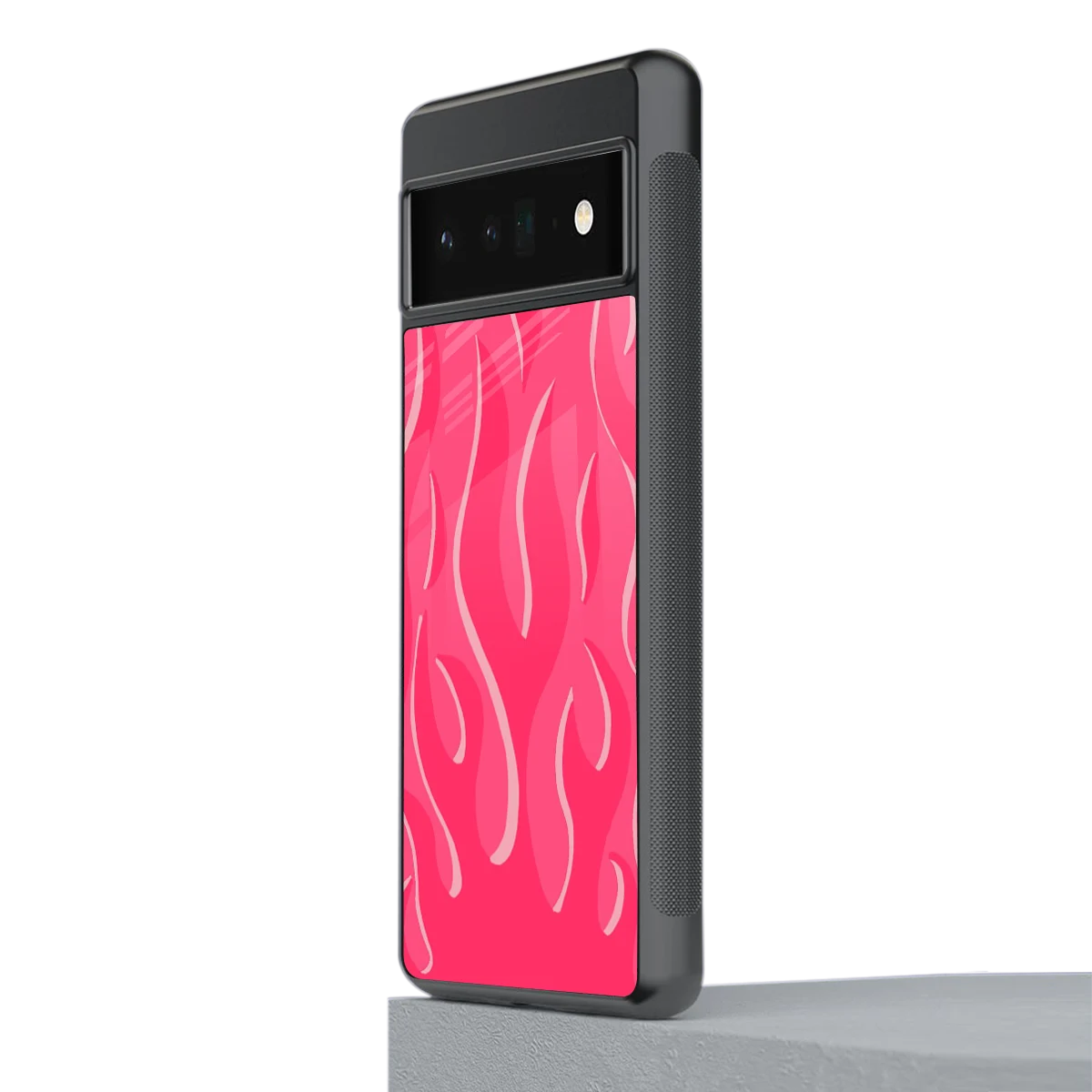 Y2K Retro Hot Pink Flames stylish phone case for google pixel 6 pro | glossy glass and slim fit