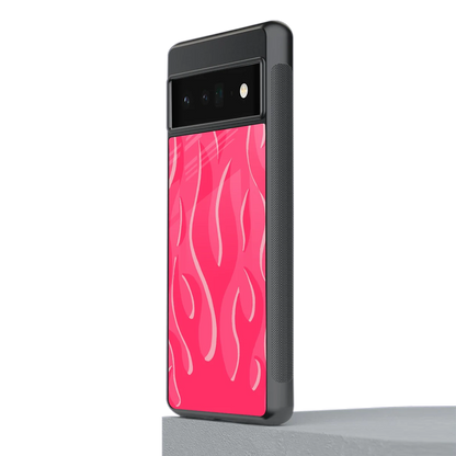 Y2K Retro Hot Pink Flames stylish phone case for google pixel 6 pro | glossy glass and slim fit