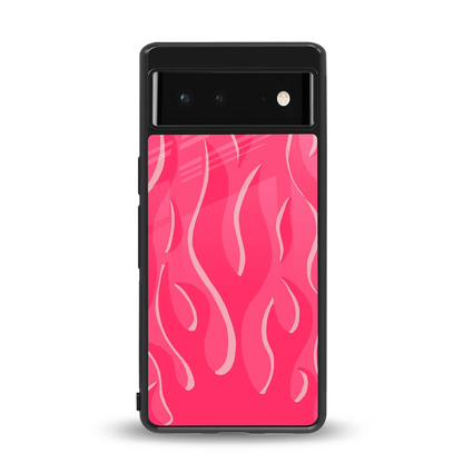 Y2K Retro Hot Pink Flames back phone cover | glass case for google pixel 6