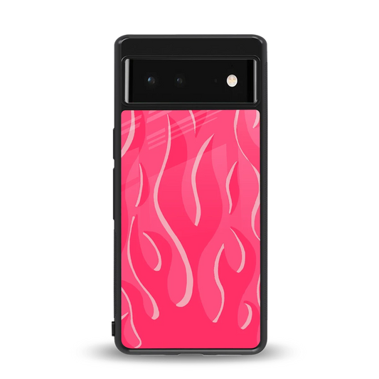 Y2K Retro Hot Pink Flames back phone cover | glass case for google pixel 6