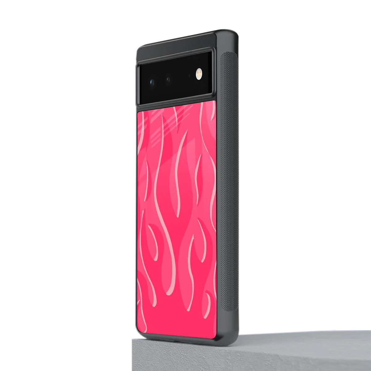 Y2K Retro Hot Pink Flames stylish phone case for google pixel 6 | glossy glass and slim fit