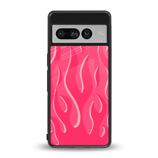 Y2K Retro Hot Pink Flames back phone cover | glass case for google pixel 7 pro