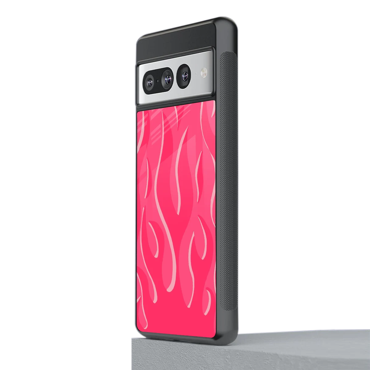 Y2K Retro Hot Pink Flames stylish phone case for google pixel 7 pro | glossy glass and slim fit