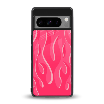 Y2K Retro Hot Pink Flames back phone cover | glass case for google pixel 8 pro