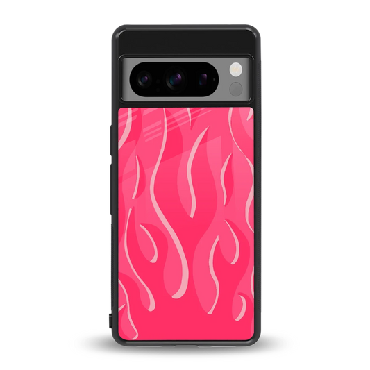 Y2K Retro Hot Pink Flames back phone cover | glass case for google pixel 8 pro