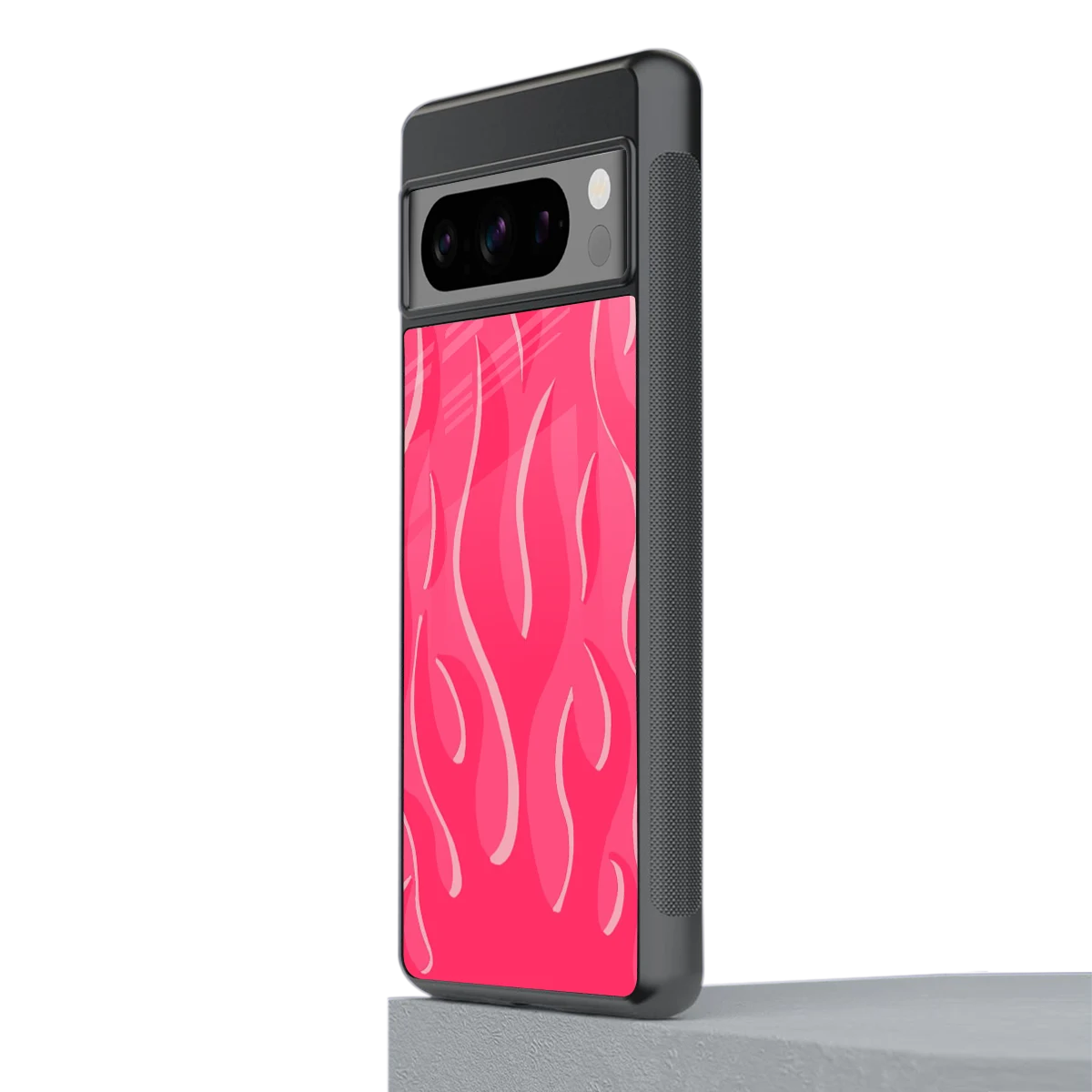 Y2K Retro Hot Pink Flames stylish phone case for google pixel 8 pro | glossy glass and slim fit