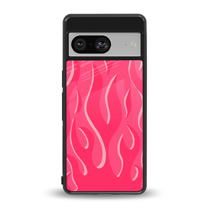 Y2K Retro Hot Pink Flames back phone cover | glass case for google pixel 8