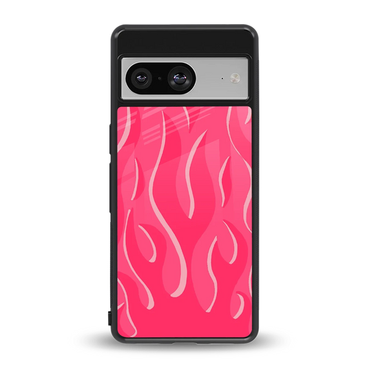 Y2K Retro Hot Pink Flames back phone cover | glass case for google pixel 8