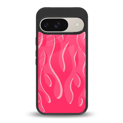 Y2K Retro Hot Pink Flames back phone cover | glass case for google pixel 9