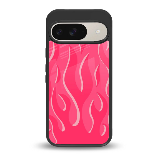 Y2K Retro Hot Pink Flames back phone cover | glass case for google pixel 9
