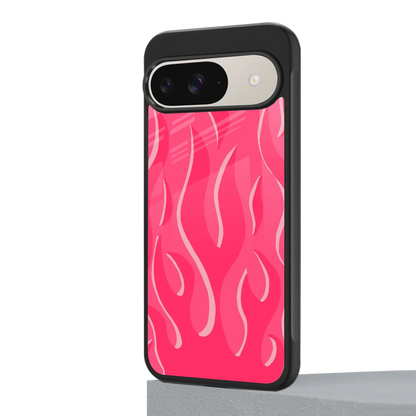 Y2K Retro Hot Pink Flames google pixel 9 mobile cover | shockproof glass phone case