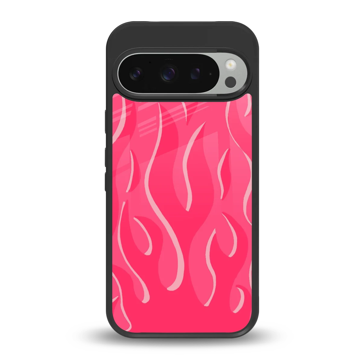 Y2K Retro Hot Pink Flames back phone cover | glass case for google pixel 9 pro