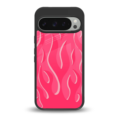 Y2K Retro Hot Pink Flames back phone cover | glass case for google pixel 9 pro