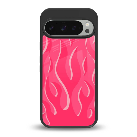 Y2K Retro Hot Pink Flames back phone cover | glass case for google pixel 9 pro