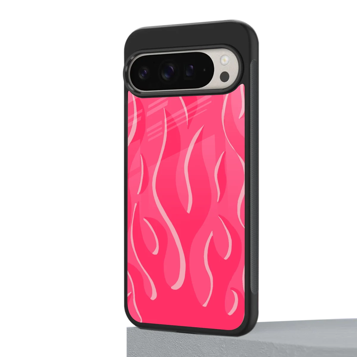 Y2K Retro Hot Pink Flames google pixel 9 pro mobile cover | shockproof glass phone case