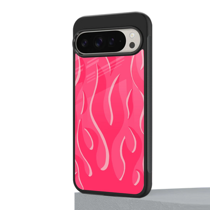 Y2K Retro Hot Pink Flames google pixel 9 pro mobile cover | shockproof glass phone case