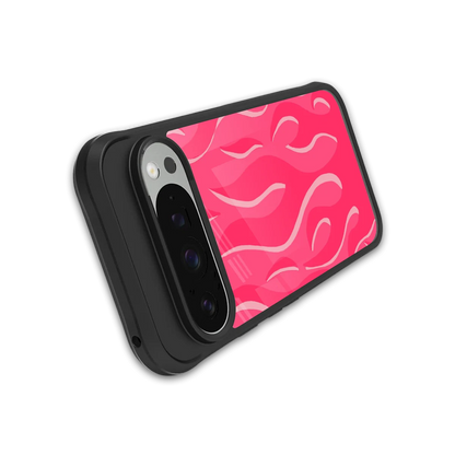 Y2K Retro Hot Pink Flames stylish phone case for google pixel 9 pro | glossy glass and slim fit