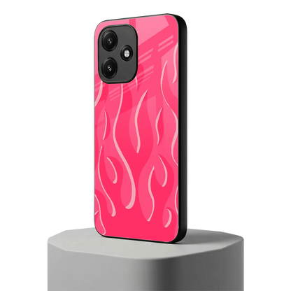 Y2K Retro Hot Pink Flames redmi 12 5g mobile cover | shockproof glass phone case