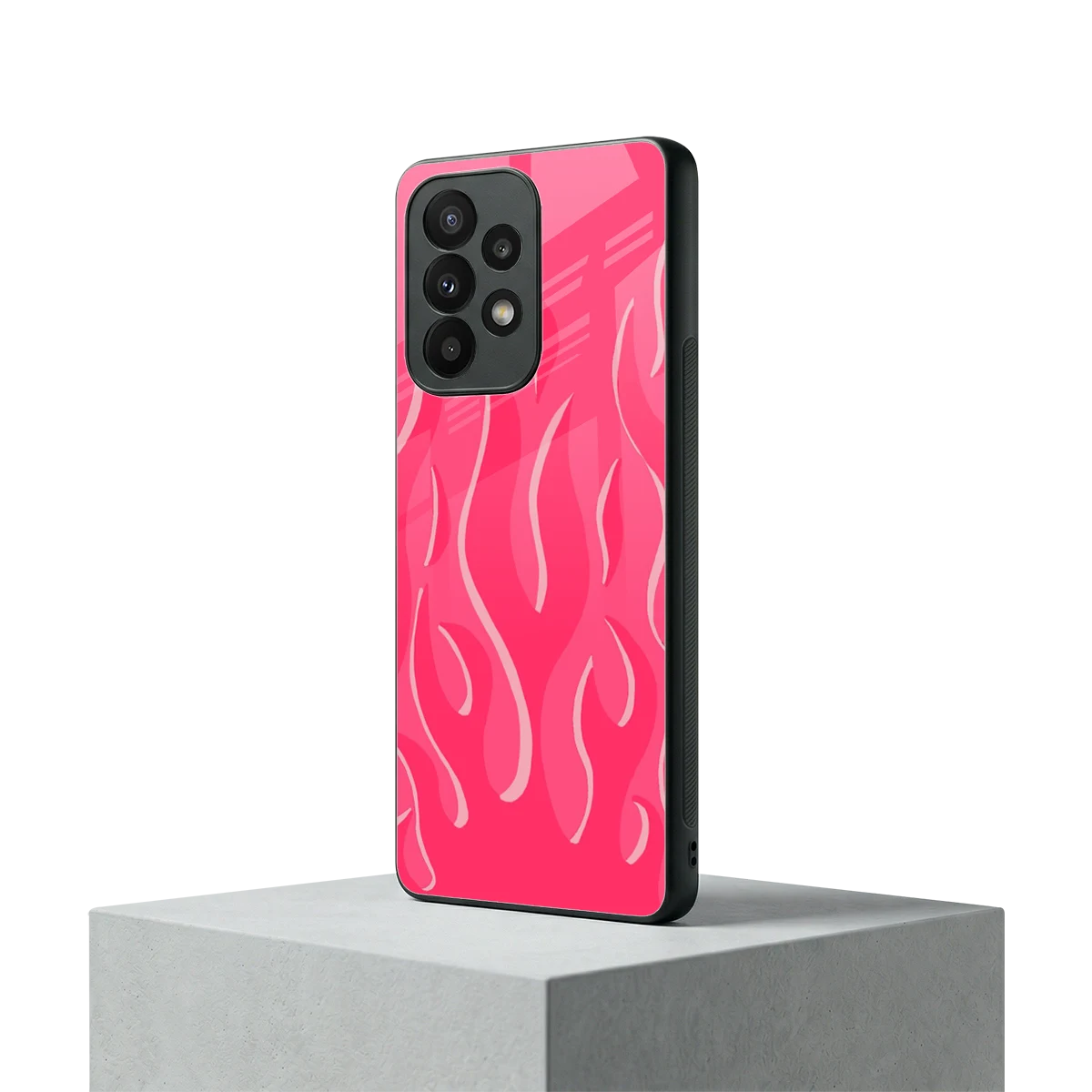 Y2K Retro Hot Pink Flames samsung galaxy a23 mobile cover | shockproof glass phone case