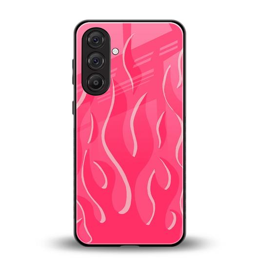 Y2K Retro Hot Pink Flames back phone cover | glass case for samsung galaxy m36 5g