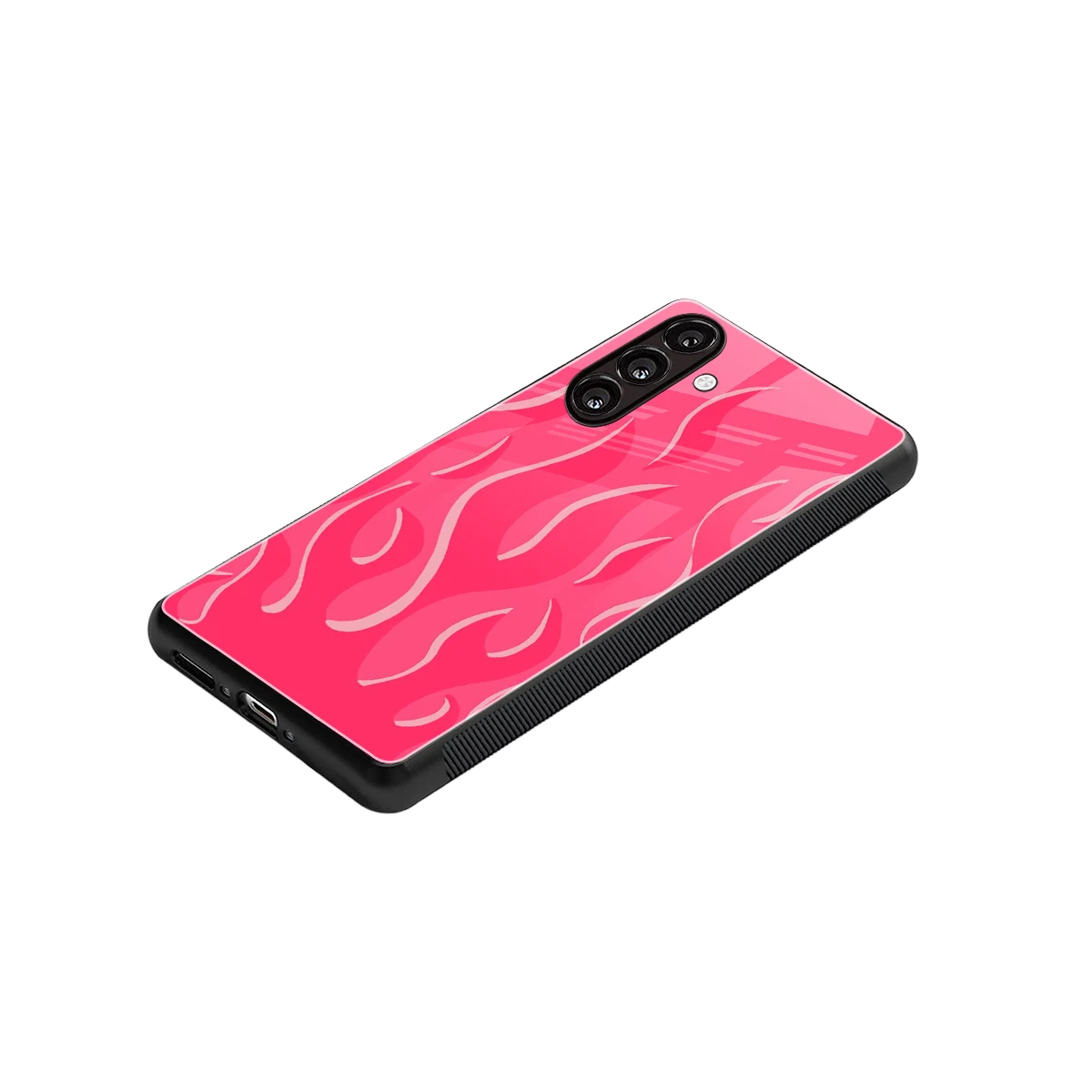 Y2K Retro Hot Pink Flames stylish phone case for samsung galaxy a36 5g | glossy glass and slim fit