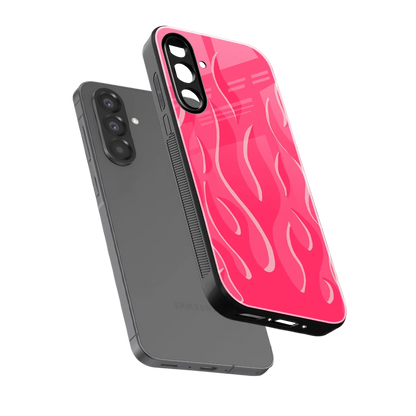 Y2K Retro Hot Pink Flames sleek samsung galaxy a17 5g cover with tempered glass back and TPU edges