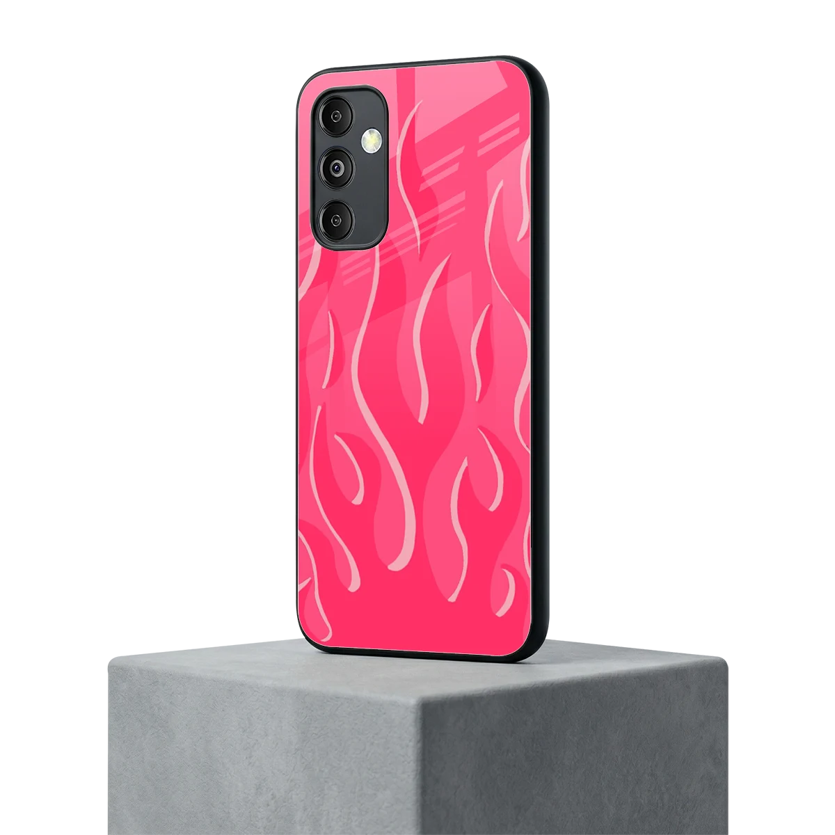Y2K Retro Hot Pink Flames samsung galaxy m14 5g mobile cover | shockproof glass phone case