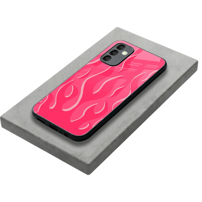 Y2K Retro Hot Pink Flames stylish phone case for samsung galaxy m14 5g | glossy glass and slim fit