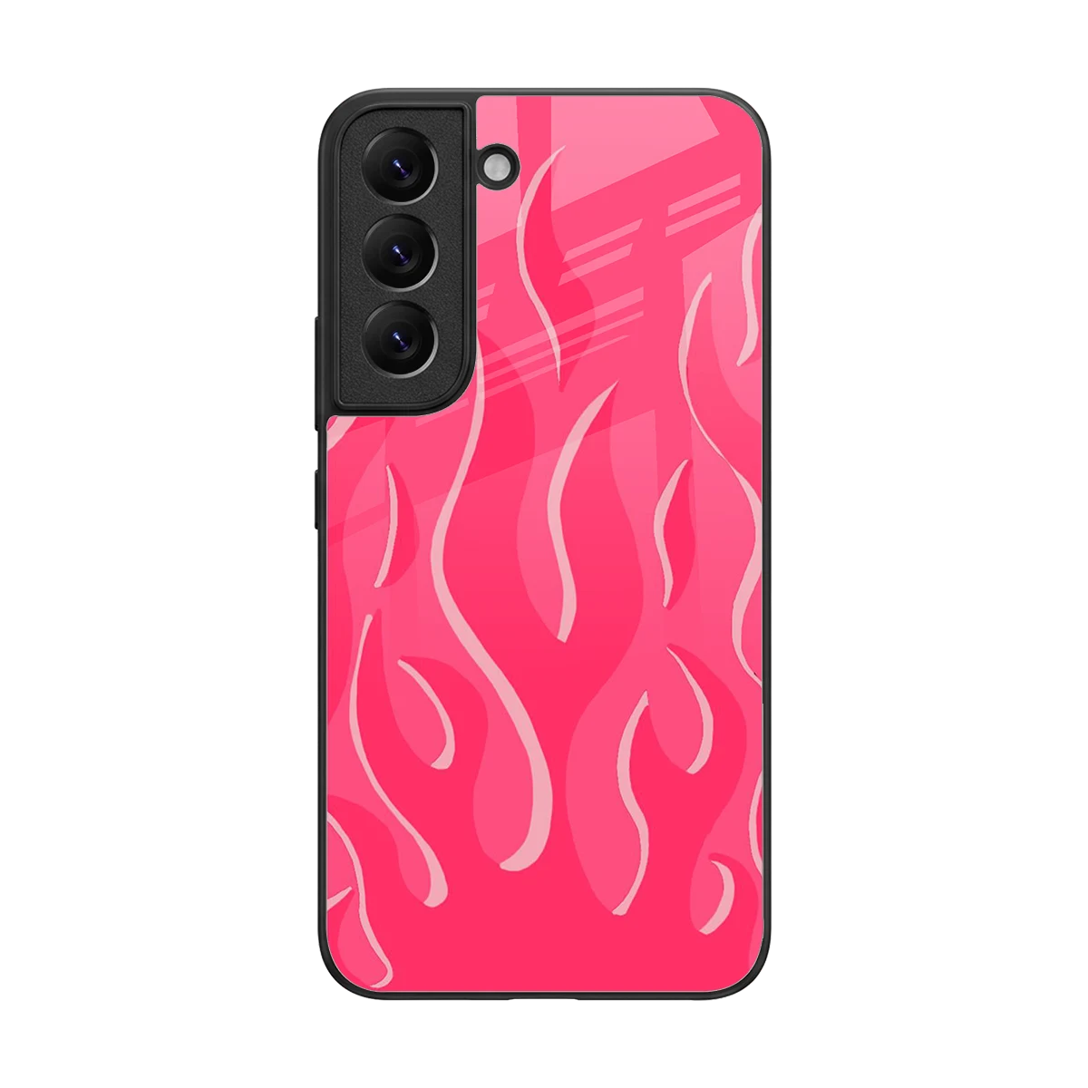 Y2K Retro Hot Pink Flames back phone cover | glass case for samsung galaxy s22