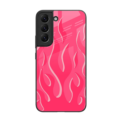 Y2K Retro Hot Pink Flames back phone cover | glass case for samsung galaxy s22