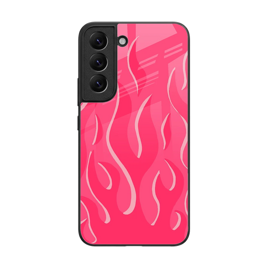 Y2K Retro Hot Pink Flames back phone cover | glass case for samsung galaxy s22