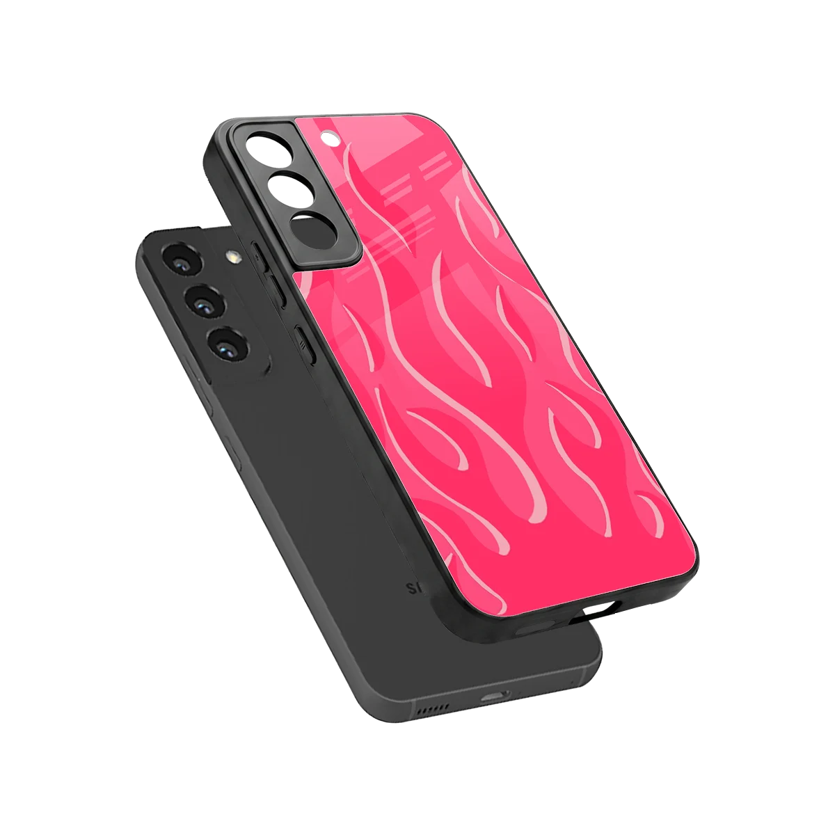 Y2K Retro Hot Pink Flames sleek samsung galaxy s22 cover with tempered glass back and TPU edges