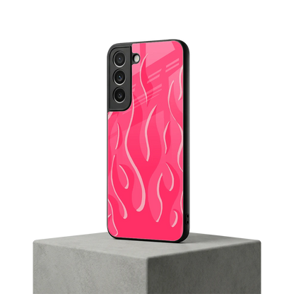 Y2K Retro Hot Pink Flames samsung galaxy s22 mobile cover | shockproof glass phone case