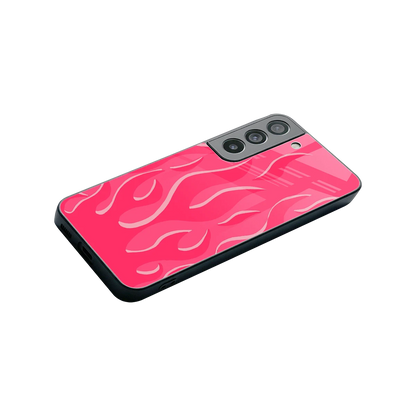 Y2K Retro Hot Pink Flames stylish phone case for samsung galaxy s22 | glossy glass and slim fit