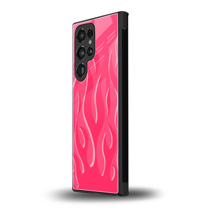 Y2K Retro Hot Pink Flames samsung galaxy s23 ultra mobile cover | shockproof glass phone case