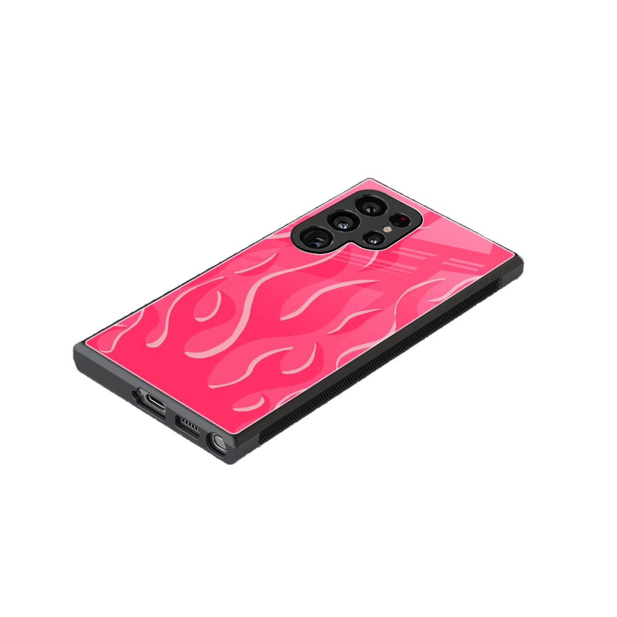 Y2K Retro Hot Pink Flames stylish phone case for samsung galaxy s23 ultra | glossy glass and slim fit