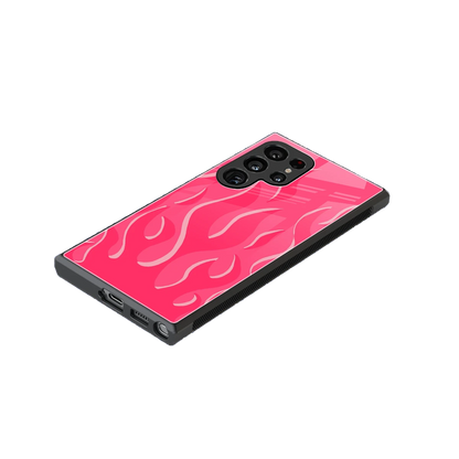 Y2K Retro Hot Pink Flames stylish phone case for samsung galaxy s23 ultra | glossy glass and slim fit
