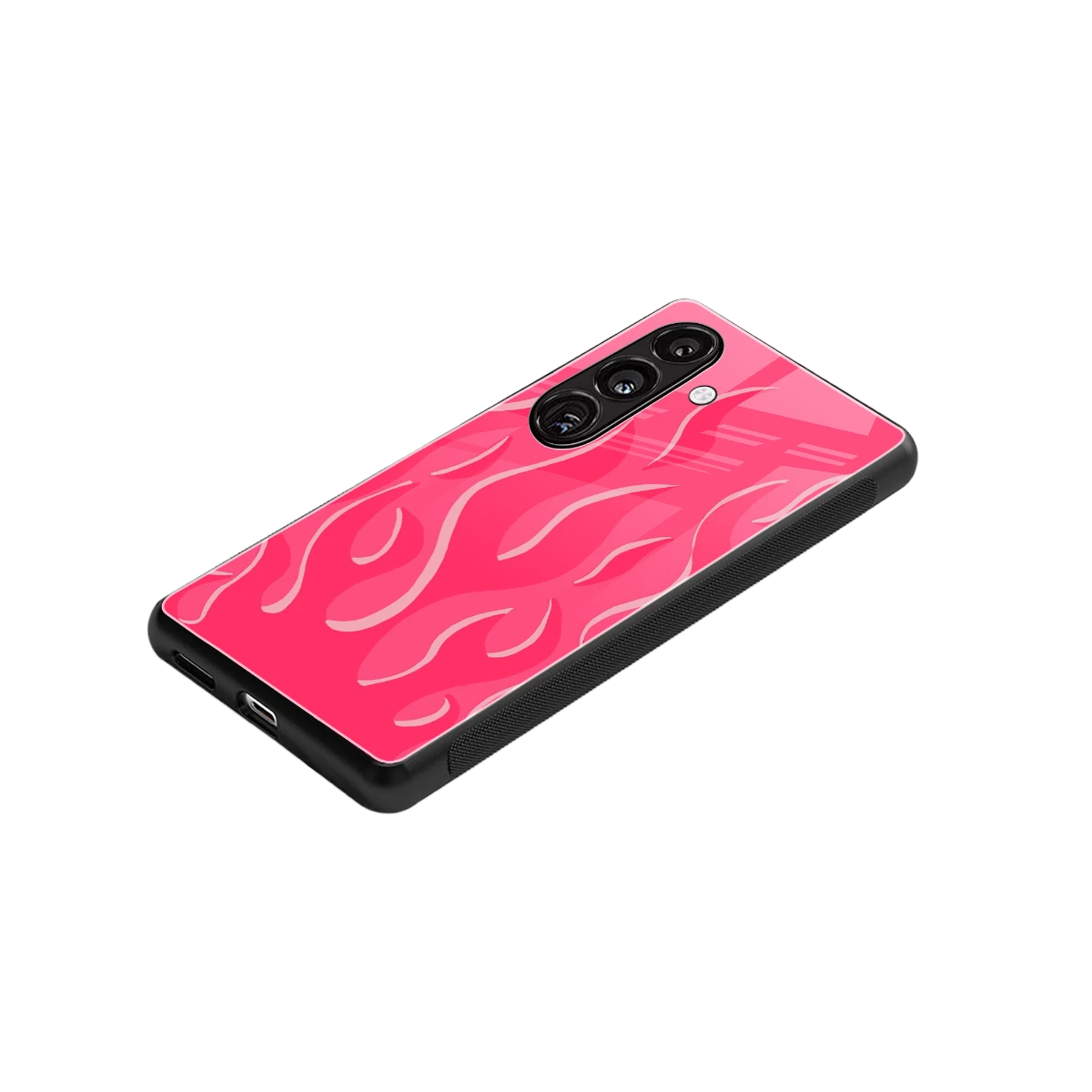 Y2K Retro Hot Pink Flames stylish phone case for samsung galaxy s25 plus | glossy glass and slim fit