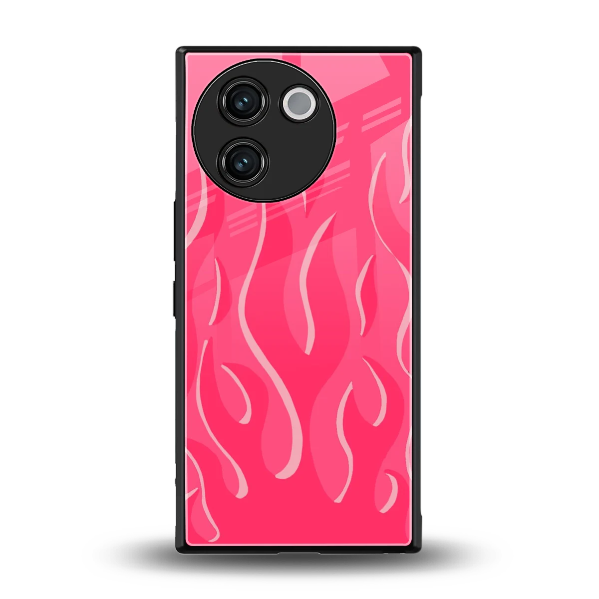 Y2K Retro Hot Pink Flames back phone cover | glass case for vivo v30e