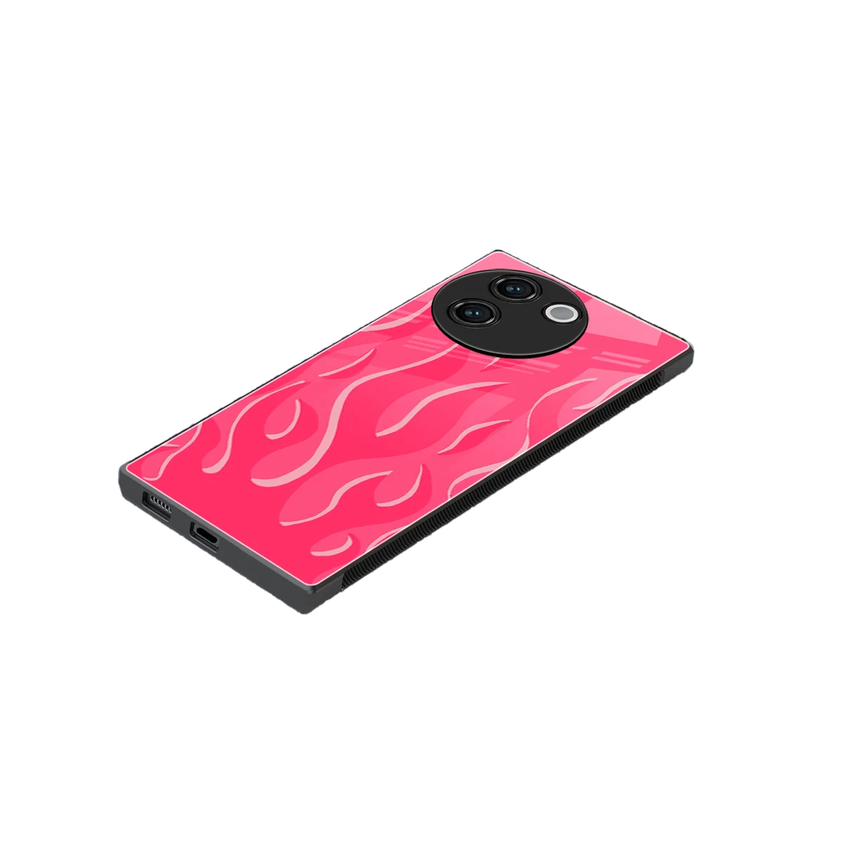 Y2K Retro Hot Pink Flames stylish phone case for vivo v30e | glossy glass and slim fit