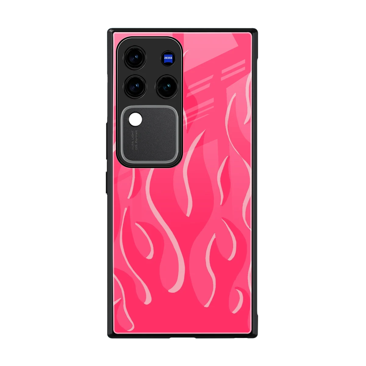 Y2K Retro Hot Pink Flames back phone cover | glass case forvivo v30 pro