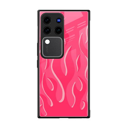 Y2K Retro Hot Pink Flames back phone cover | glass case forvivo v30 pro